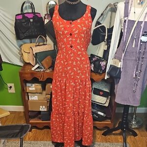 Floral Sleeveless Dress in Red